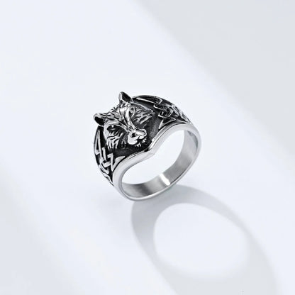Celtic Wolf Skull Ring
