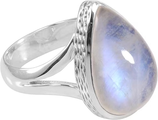 Moonstone Ring Cradled Sterling Silver