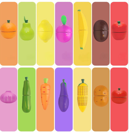 Wooden Vegetable Magnetic Children'S Play House Cut Fruit Toys