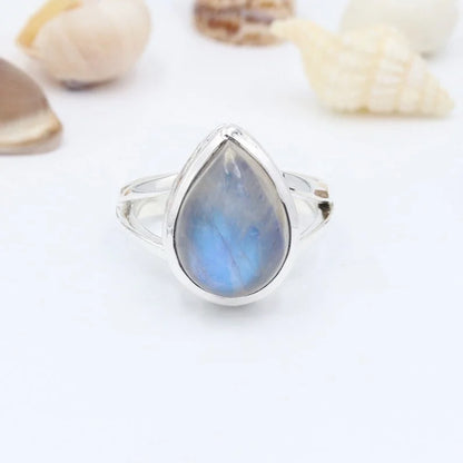 Moonstone Ring Cradled Sterling Silver