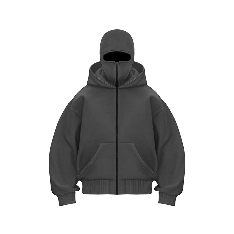 Double Hood Balaclava Fleece-Lined Sweater
