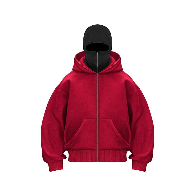 Double Hood Balaclava Fleece-Lined Sweater