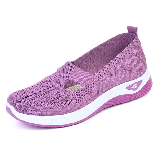 Women Woven Orthopedic Breathable Soft Shoes Slip On Arch Support Walking Shoes Casual Running Shoes Diabetic Foam Shoes