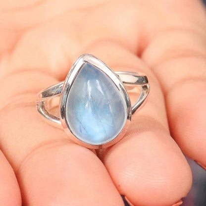 Moonstone Ring Cradled Sterling Silver