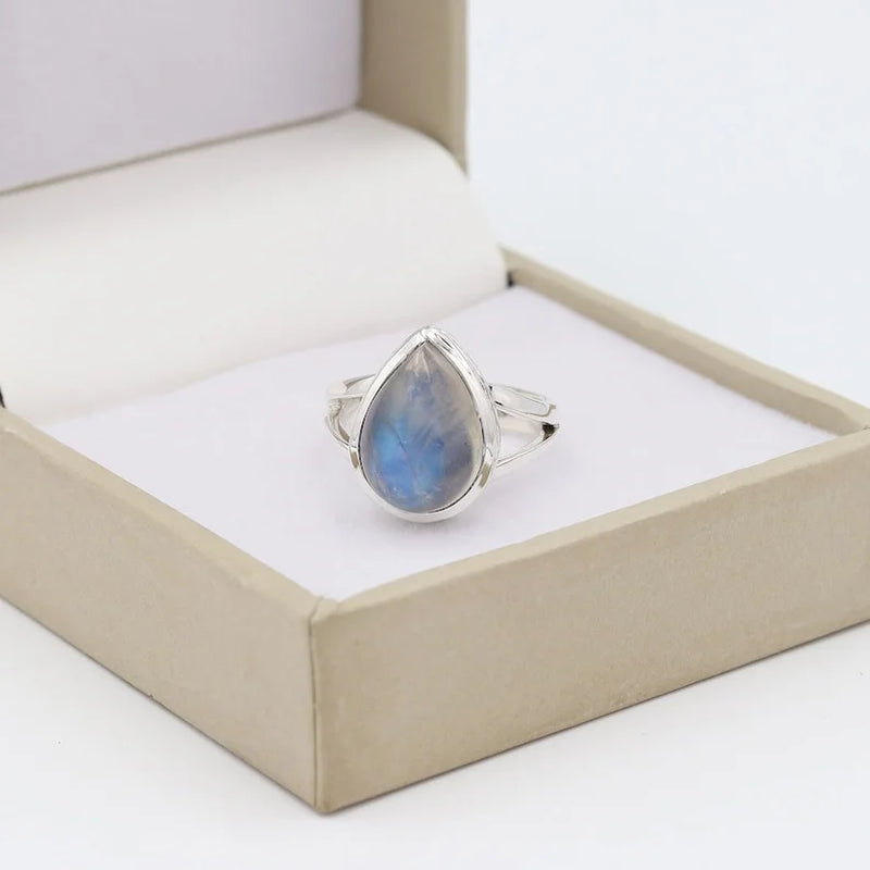 Moonstone Ring Cradled Sterling Silver