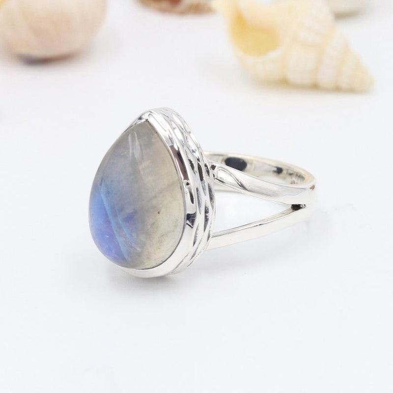 Moonstone Ring Cradled Sterling Silver
