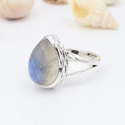 Moonstone Ring Cradled Sterling Silver