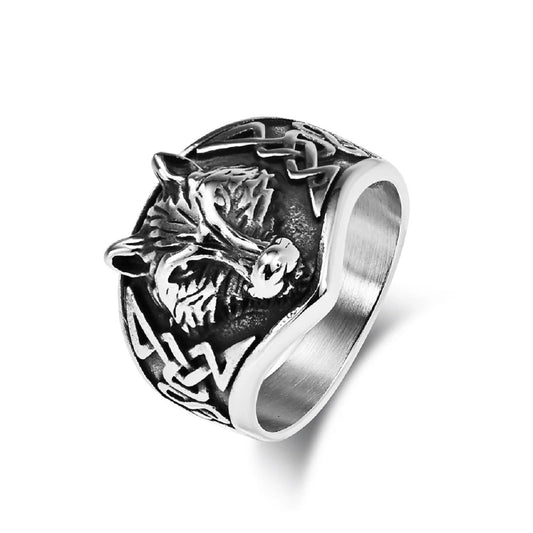 Celtic Wolf Skull Ring
