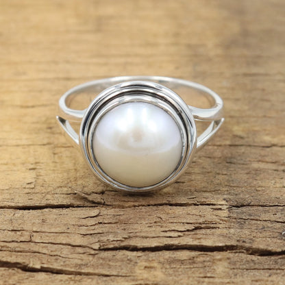 Sterling Silver Pearl Ring