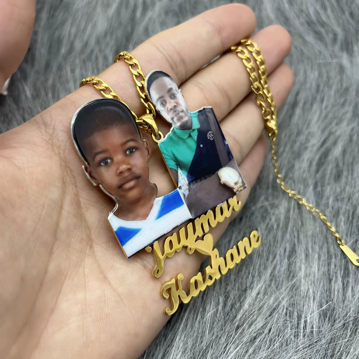 Stainless Steel Custom Photo Necklace Custom Picture Nameplate Pendant Necklace for Kids Custom Memory Jewelry for Family Gifts
