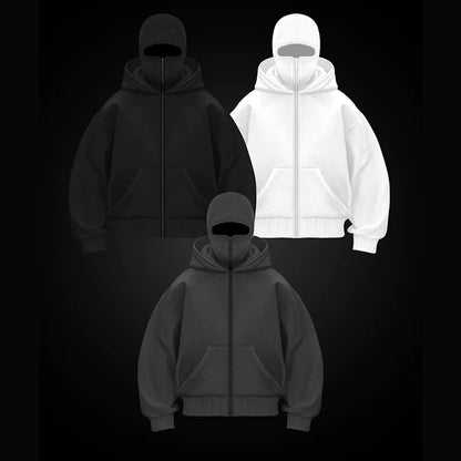 Double Hood Balaclava Fleece-Lined Sweater